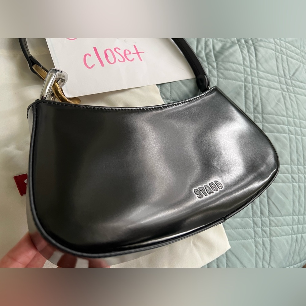 STAUD Black Leather Shoulder Bag - Picture 4 of 14